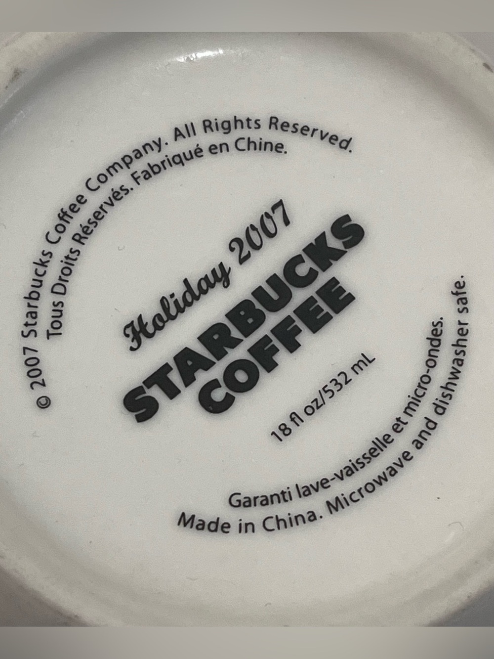 Starbucks Coffee Co 2007 Holiday Abbey White Ceramic Mug with Red Logo Est 1971 - Picture 8 of 9